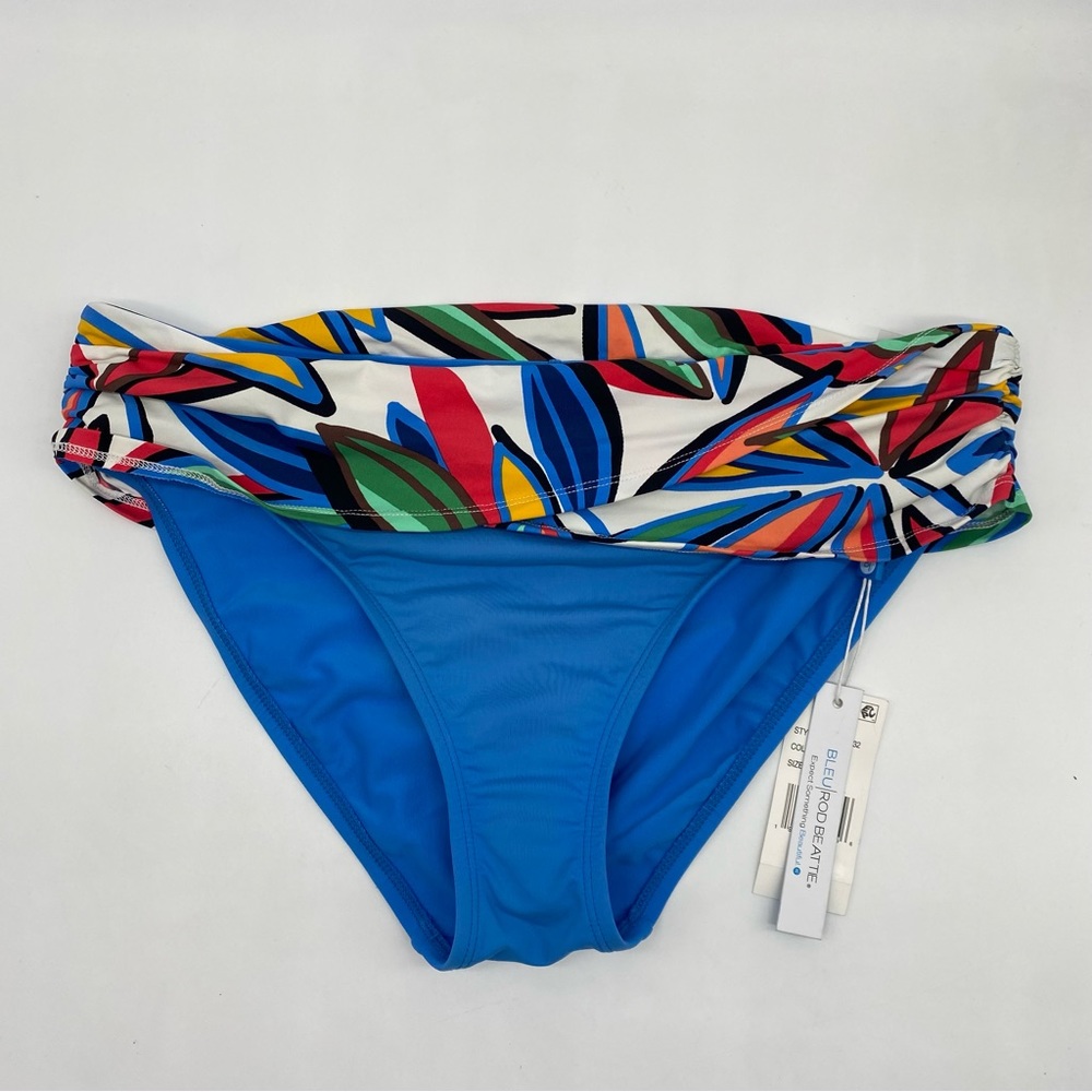 BLEU Rod Beattie Women's modern floral Pop Sarong Hipster Bikini Bottom size 8
